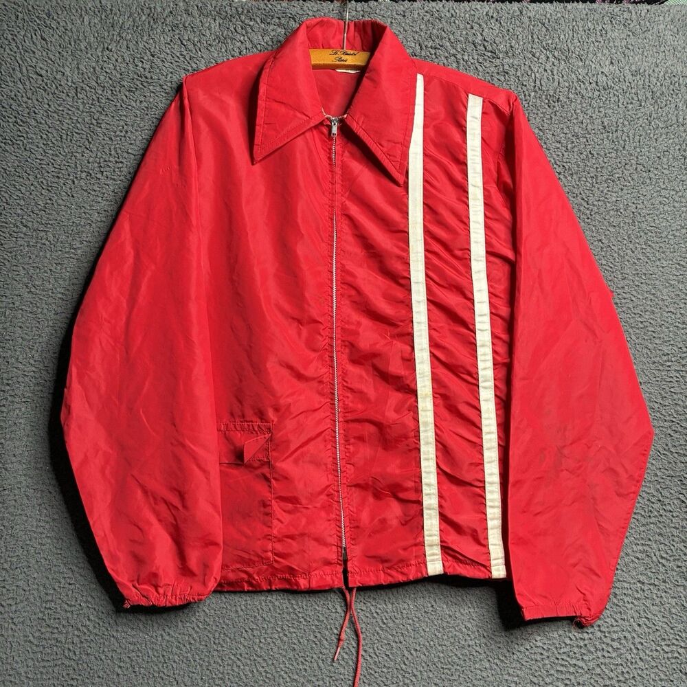 Vintage 60s Felco LifeGuard Men’s Medium Red Full Zip Up Windbreaker Jacket
